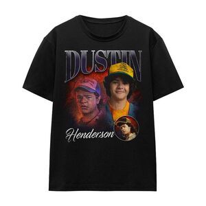 Stranger Things 5 Womens/Ladies Dustin Homage T-Shirt / Black